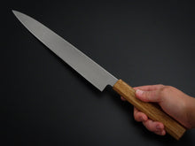 Load image into Gallery viewer, KICHIJI ALL AUS-8 STAINLESS YANAGIBA 270MM OCTAGONAL OAK WOOD HANDLE
