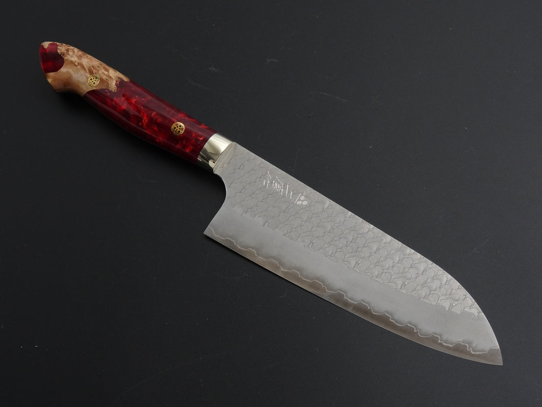 NIGARA SG2 MIGAKI HAMMERED SANTOKU 180MM ACRYLIC HANDLE