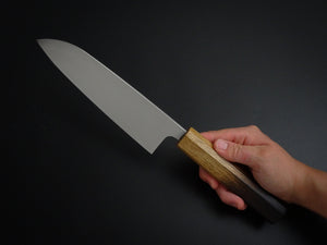 KICHIJI ALL AUS-8 SANTOKU KNIFE 165MM BURNT OAKWOOD HANDLE