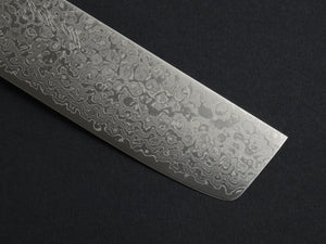 KICHIJI ZAD AUS-10 45 LAYER DAMASCUS NAKIRI 160MM OCTAGONAL AKATSUKI (BURNT & DYED)  HANDLE