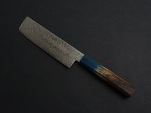 Load image into Gallery viewer, KICHIJI ZAD AUS-10 45 LAYER DAMASCUS NAKIRI 160MM OCTAGONAL AKATSUKI (BURNT &amp; DYED)  HANDLE
