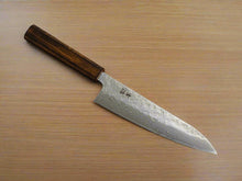 Load image into Gallery viewer, KICHIJI 440C HAMMERED DAMASCUS GYUTO 180MM OAK/BAIKOKU HANDLE
