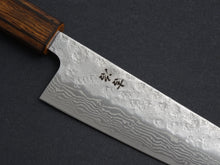 Load image into Gallery viewer, KICHIJI 440C HAMMERED DAMASCUS GYUTO 180MM OAK/BAIKOKU HANDLE
