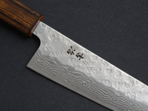 KICHIJI 440C HAMMERED DAMASCUS GYUTO 180MM OAK/BAIKOKU HANDLE