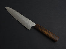 Load image into Gallery viewer, KICHIJI 440C HAMMERED DAMASCUS GYUTO 180MM OAK/BAIKOKU HANDLE
