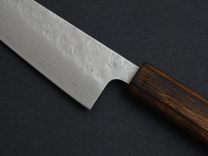 KICHIJI 440C HAMMERED DAMASCUS GYUTO 180MM OAK/BAIKOKU HANDLE