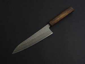 KICHIJI 440C HAMMERED DAMASCUS GYUTO 180MM OAK/BAIKOKU HANDLE