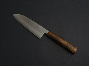 OUL SHIROGAMI-1 STAINLESS CLAD SANOTKU 165MM BURNT OAK HANDLE