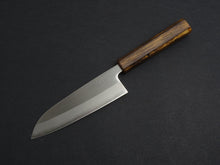 Load image into Gallery viewer, OUL SHIROGAMI-1 STAINLESS CLAD SANOTKU 165MM BURNT OAK HANDLE
