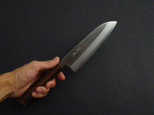 OUL SHIROGAMI-1 STAINLESS CLAD SANOTKU 165MM BURNT OAK HANDLE