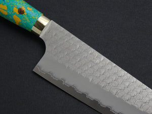 NIGARA SG2 MIGAKI HAMMERED SANTOKU 180MM ACRYLIC HANDLE (BLUE)