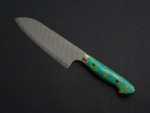 NIGARA SG2 MIGAKI HAMMERED SANTOKU 180MM ACRYLIC HANDLE (BLUE)