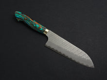 Load image into Gallery viewer, NIGARA SG2 MIGAKI HAMMERED SANTOKU 180MM TURQUOISE HANDLE
