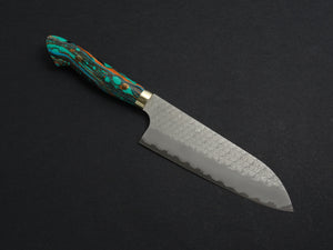 NIGARA SG2 MIGAKI HAMMERED SANTOKU 180MM TURQUOISE HANDLE