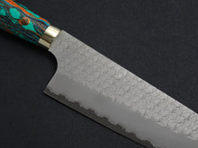 Load image into Gallery viewer, NIGARA SG2 MIGAKI HAMMERED SANTOKU 180MM TURQUOISE HANDLE
