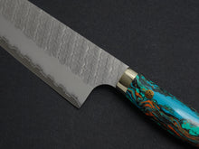 Load image into Gallery viewer, NIGARA SG2 MIGAKI HAMMERED SANTOKU 180MM TURQUOISE HANDLE
