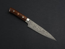 Load image into Gallery viewer, TAKESHI SAJI R2 DAMASCUS BLACK FINISHED PETTY 150MM IRONWOOD HANDLE WITH WOODEN BOX
