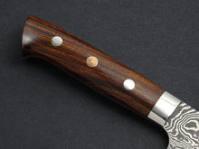 Load image into Gallery viewer, TAKESHI SAJI R2 DAMASCUS BLACK FINISHED PETTY 150MM IRONWOOD HANDLE WITH WOODEN BOX
