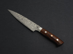 TAKESHI SAJI R2 DAMASCUS BLACK FINISHED PETTY 150MM IRONWOOD HANDLE WITH WOODEN BOX