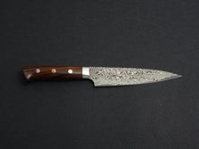 Load image into Gallery viewer, TAKESHI SAJI R2 DAMASCUS BLACK FINISHED PETTY 150MM IRONWOOD HANDLE WITH WOODEN BOX
