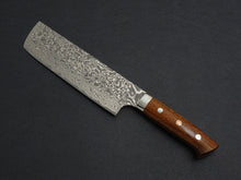 Load image into Gallery viewer, TAKESHI SAJI R2 DAMASCUS BLACK FINISHED NAKIRI IRONWOOD HANDLE WITH WOODEN BOX
