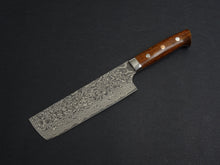 Load image into Gallery viewer, TAKESHI SAJI R2 DAMASCUS BLACK FINISHED NAKIRI IRONWOOD HANDLE WITH WOODEN BOX
