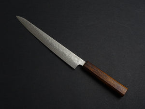 KICHIJI 440C HAMMERED DAMASCUS SUJIHIKI 240MM OAK/BAIKOKU HANDLE