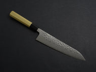 OUL SHIROGAMI 2 STAINLESS CLAD HAMMERED GYUTO 210MM OCTAGONAL MAGNOLIA WOOD HANDLE