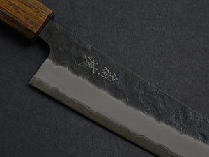 OUL AOGAMI SUPER KUROUCHI NASHIJI STAINLESS CLAD BUNKA 175MM BLACK OAK HANDLE