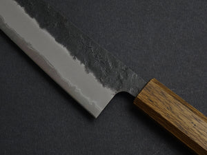 OUL AOGAMI SUPER KUROUCHI NASHIJI STAINLESS CLAD BUNKA 175MM BLACK OAK HANDLE