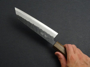 OUL AOGAMI SUPER KUROUCHI NASHIJI STAINLESS CLAD BUNKA 175MM BLACK OAK HANDLE