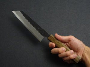 OUL AOGAMI SUPER KUROUCHI NASHIJI STAINLESS CLAD BUNKA 175MM BLACK OAK HANDLE