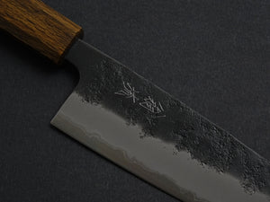 OUL AOGAMI SUPER KUROUCHI NASHIJI STAINLESS CLAD SANTOKU 170MM BLACK OAK HANDLE