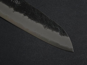 OUL AOGAMI SUPER KUROUCHI NASHIJI STAINLESS CLAD SANTOKU 170MM BLACK OAK HANDLE