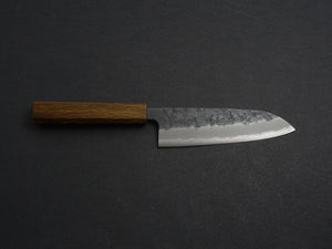 OUL AOGAMI SUPER KUROUCHI NASHIJI STAINLESS CLAD SANTOKU 170MM BLACK OAK HANDLE