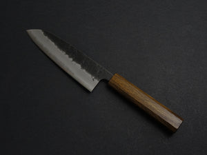 OUL AOGAMI SUPER KUROUCHI NASHIJI STAINLESS CLAD SANTOKU 170MM BLACK OAK HANDLE