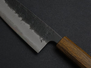 OUL AOGAMI SUPER KUROUCHI NASHIJI STAINLESS CLAD SANTOKU 170MM BLACK OAK HANDLE