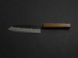 OUL AOGAMI SUPER KUROUCHI NASHIJI STAINLESS CLAD SANTOKU 170MM BLACK OAK HANDLE