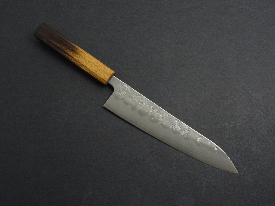 OUL GINSAN NASHIJI GYUTO 210MM OCTAGONAL BURNT OAKWOOD HANDLE