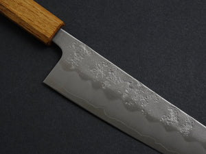 OUL GINSAN NASHIJI GYUTO 210MM OCTAGONAL BURNT OAKWOOD HANDLE