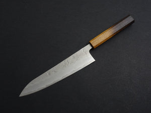 OUL GINSAN NASHIJI GYUTO 210MM OCTAGONAL BURNT OAKWOOD HANDLE