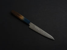 Load image into Gallery viewer, KICHIJI ZAD AUS-10 45 LAYER DAMASCUS PETTY 150MM OCTAGONAL AKATSUKI (BURNT &amp; DYED)  HANDLE
