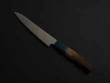 Load image into Gallery viewer, KICHIJI ZAD AUS-10 45 LAYER DAMASCUS PETTY 150MM OCTAGONAL AKATSUKI (BURNT &amp; DYED)  HANDLE
