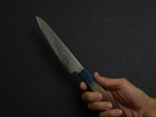 Load image into Gallery viewer, KICHIJI ZAD AUS-10 45 LAYER DAMASCUS PETTY 150MM OCTAGONAL AKATSUKI (BURNT &amp; DYED)  HANDLE
