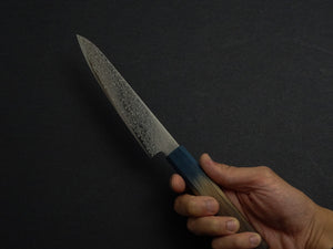 KICHIJI ZAD AUS-10 45 LAYER DAMASCUS PETTY 150MM OCTAGONAL AKATSUKI (BURNT & DYED)  HANDLE