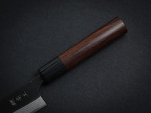 Load image into Gallery viewer, KATSUSHIGE ANRYU SHIROGAMI-2 KUROUCHI DAMASCUS PETTY 150MM ROSE WOOD HANDLE
