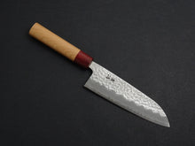 Load image into Gallery viewer, KICHIJI AOGAMI SUPER CORE STAINLESS CLAD TSUCHIME MIGAKI SANTOKU CHERRY WOOD HANDLE
