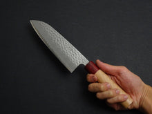 Load image into Gallery viewer, KICHIJI AOGAMI SUPER CORE STAINLESS CLAD TSUCHIME MIGAKI SANTOKU CHERRY WOOD HANDLE
