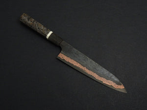 HATSUKOKORO YOROKOBI SLD RAINBOW DAMASCUS KUROUCHI GYUTO 210MM BIRCH STABILIZED HANDLE