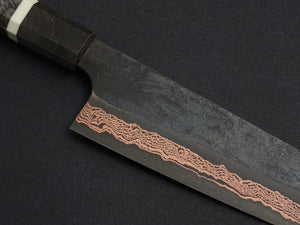 HATSUKOKORO YOROKOBI SLD RAINBOW DAMASCUS KUROUCHI GYUTO 210MM BIRCH STABILIZED HANDLE